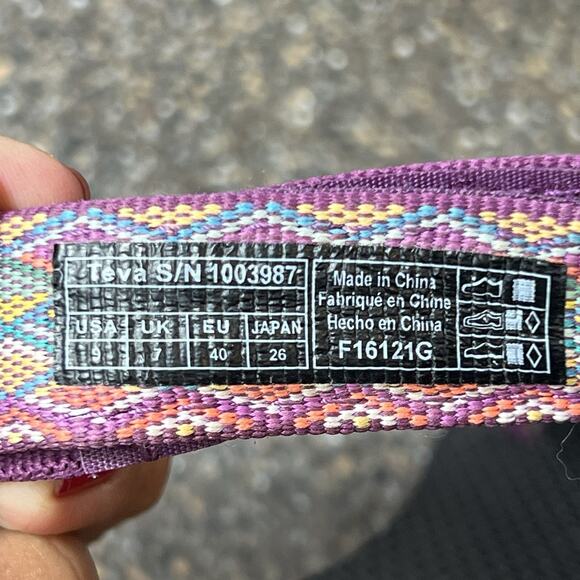 Teva Sandals Women's Sz 9 Original Hiking Sport Strappy Purple Multi Hook & Loop - Picture 11 of 11